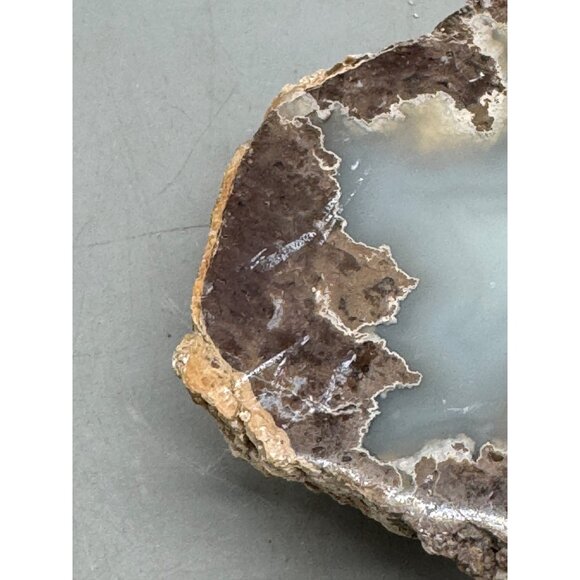 Natural Agate Geode Slice With Polished Center & Rough Edges 4x3x2" brown READ - Picture 5 of 11